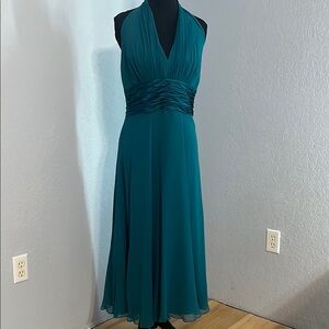 Elegant Teal Halter Dress